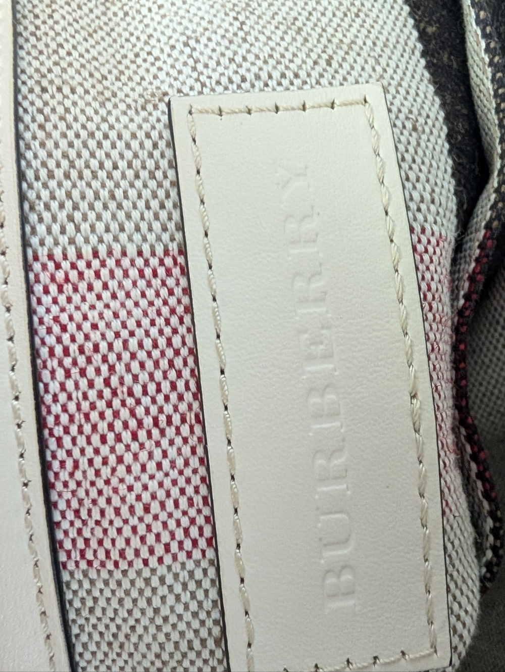 EUC Burberry Ashby Bucket Bag In House Check Canvas and Off-White Calfskin. - Picture 6 of 16